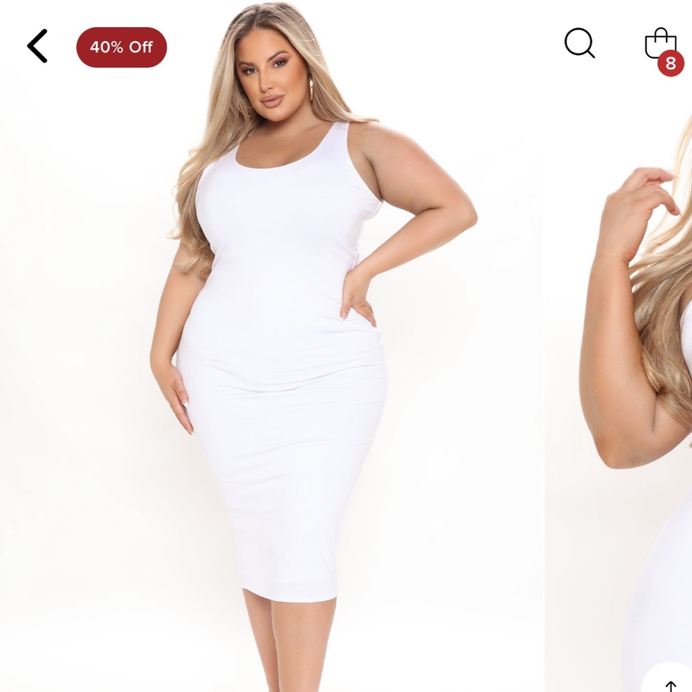 Fashion nova tank dress bodycon midi size 2x white